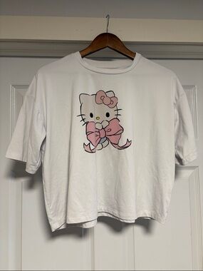 Hello Kitty White Tee with Pink Bow Graphic